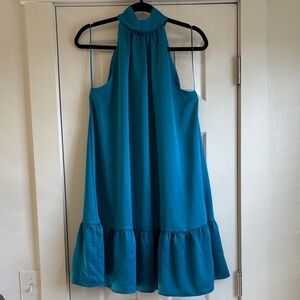 LOFT | Basic Blue Jewel-Toned High Necked Fully Lined Tank Midi Dress Size Large